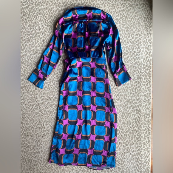 Zara Blue and Purple Geometric Maxi Dress - Picture 3 of 16